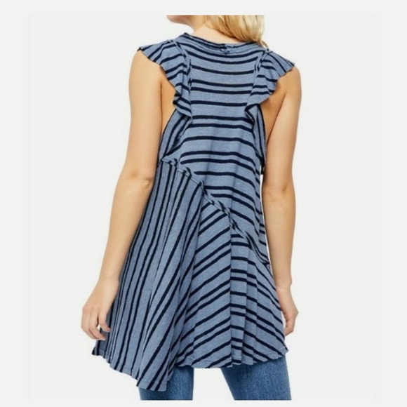 FREE PEOPLE Between The Lines Tunic Top Dress Striped Small Linen Blend. 1496 - Picture 2 of 6